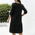thumbnail image 6 of AOOCHASLIY Clarance Dresses for Women 2022Fashion Casual Women's O-Neck Loose Solid Color Sexy Long Sleeve Button Dress, 6 of 6
