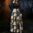 thumbnail image 6 of BaoFuBaoMei Halloween Womens Dress Plus Size Crew Neck Long Sleeve Halloween Ghost Pumpkin Print Maxi Dress High Waist Patchwork Flowy Dresses for Party, 6 of 6