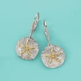 thumbnail image 3 of Rag Jewels 925 Sterling Silver 3.00 Ct Round Cut Diamond Sand Dollar Drop Earring's 14K 2 Tone Gold Plated For Women's, 3 of 3
