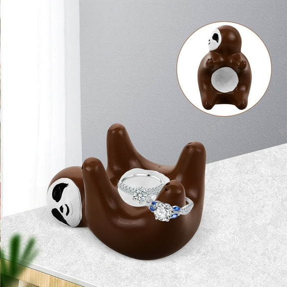 REOFLYUP Store Ring Holder Sloth Shaped Ring Holder Light Brown Jewelry Organizer 1Pcs