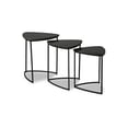 thumbnail image 4 of Benjara Set of 3 Nesting Accent Tables, Triangular, Marble Top, Metal Base, Black, 4 of 5