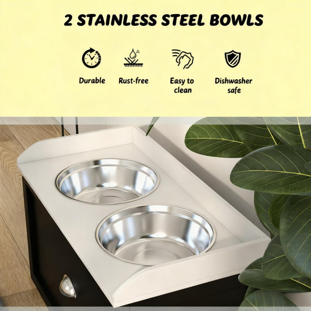 Pet Dish Bowl Set with Storage,Pet Feeding Station,for Large Sized Dogs