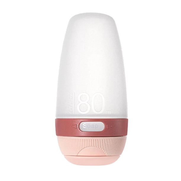 Botella de viaje portátil lovehousesky, práctica botella de silicona apretable y rellenable. 80ml Rosa