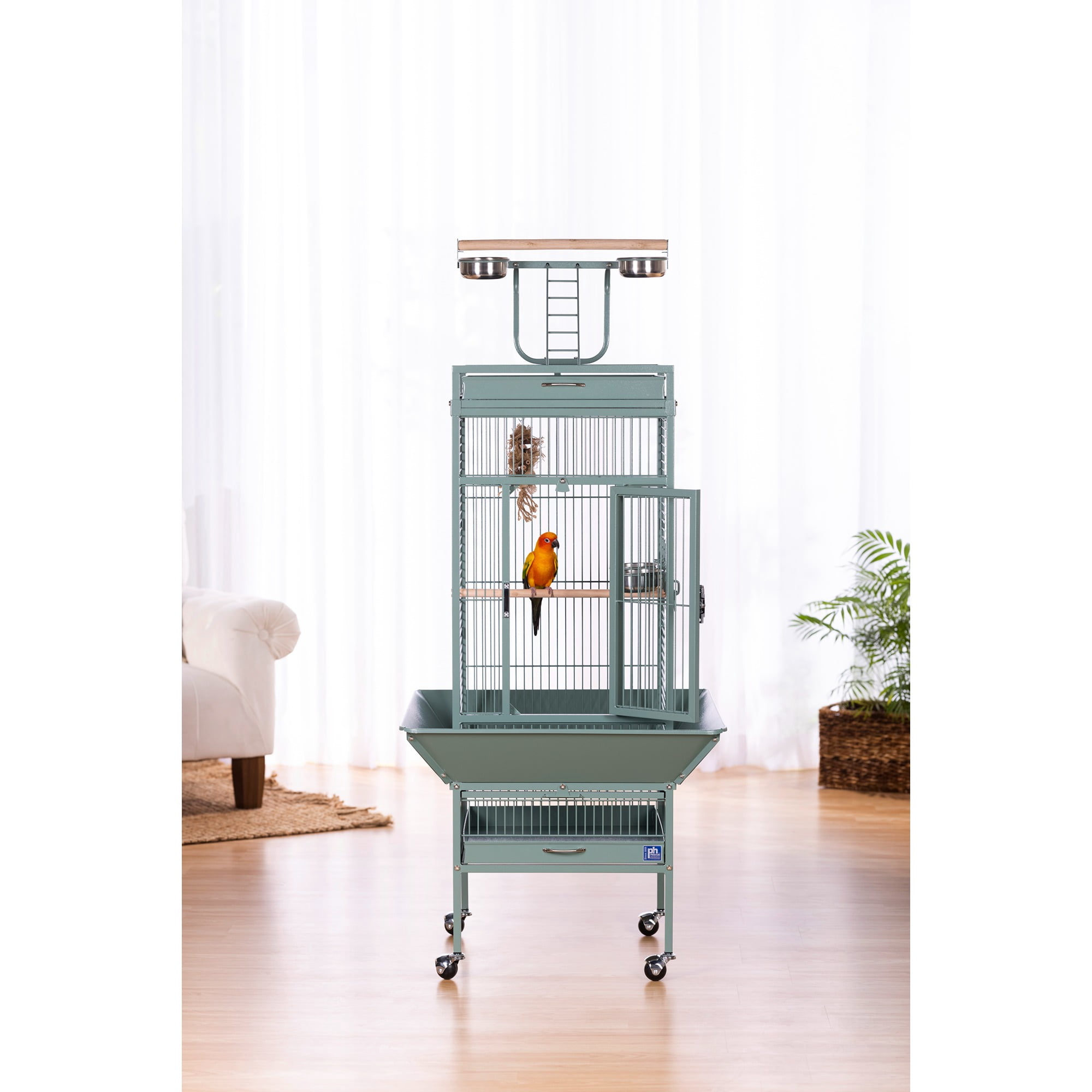 Prevue Pet Products Select Playtop Bird Home Cage in Sage Green 3151SAGE