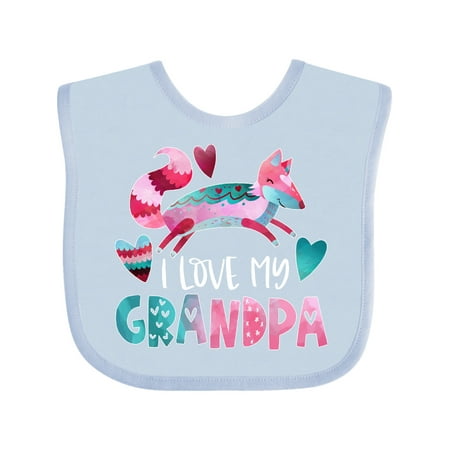 

Inktastic I Love My Grandpa Pink and Blue Fox with Hearts Gift Baby Boy or Baby Girl Bib