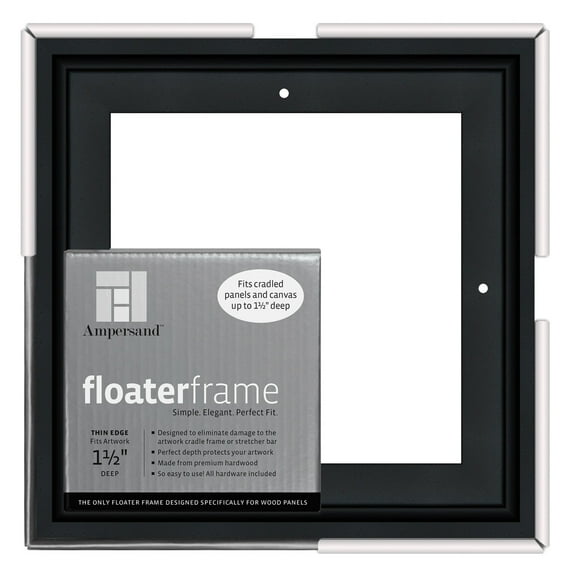 Ampersand Art Floaterframes Thin Edge (1/4" Face) 1-7/8" Frame Profile for 1-1/2" Deep Artwork 8" x 8" Black