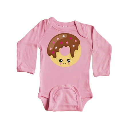 

Inktastic Kawaii Donut Donut With Hearts Chocolate Donut Gift Baby Boy or Baby Girl Long Sleeve Bodysuit