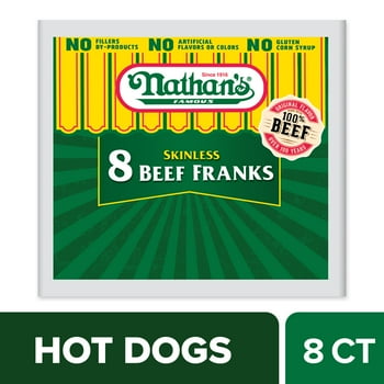 Nathan's Famous Skinless Beef Hot Dogs, 12 oz
