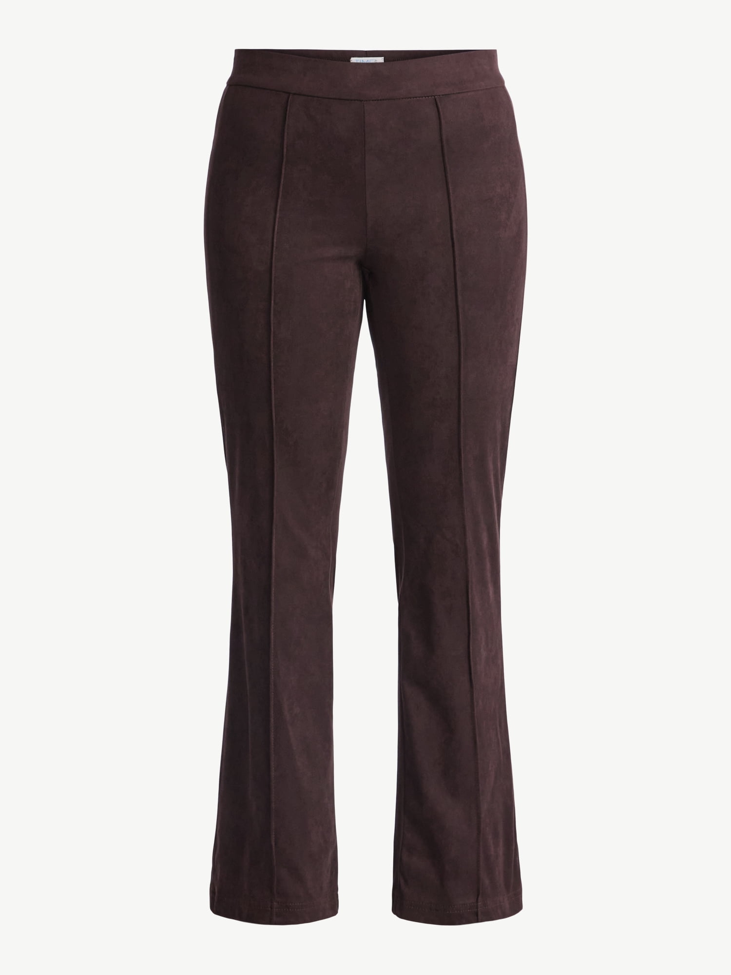 Time and Tru Women's Faux Suede Flare Pants, 30" Inseam, Sizes XXS-XXL