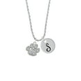 thumbnail image 2 of Delight Jewelry Silvertone Large Paw with Clear Crystals Silvertone Script Initial Disc - S - Charm Necklace, 20"+3", 2 of 4