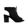 thumbnail image 3 of BLISSFUL STEP Women's Peep Toe Slingback Block Heel Ankle Boots Black 9.5, 3 of 6
