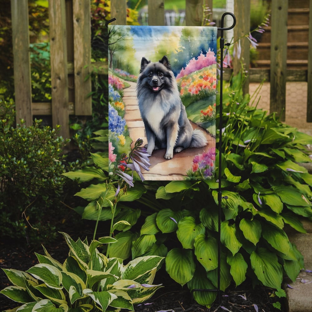 Keeshond Spring Path Garden Flag 11.25 in x 15.5 in