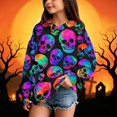 thumbnail image 4 of Grblisyd Halloween Girls Oversized Hoodies Skeleton Floral Print Pullover Sweatshirts Kids Fashion Casual Outfits Fall Winter Clothes, 4 of 5
