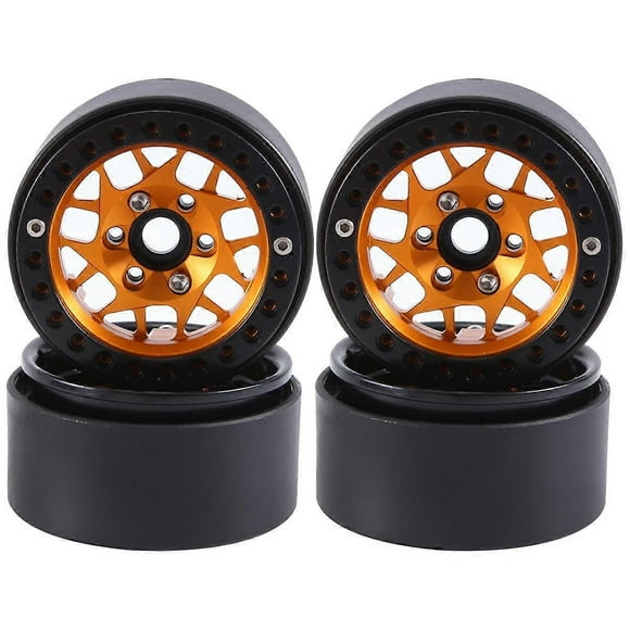 4PCS 1.9Inch Metal Beadlock Wheel Hub Rim for 1/10 RC Crawler Car TRX4 Axial SCX10 RedCat Gen8,Gold 14
