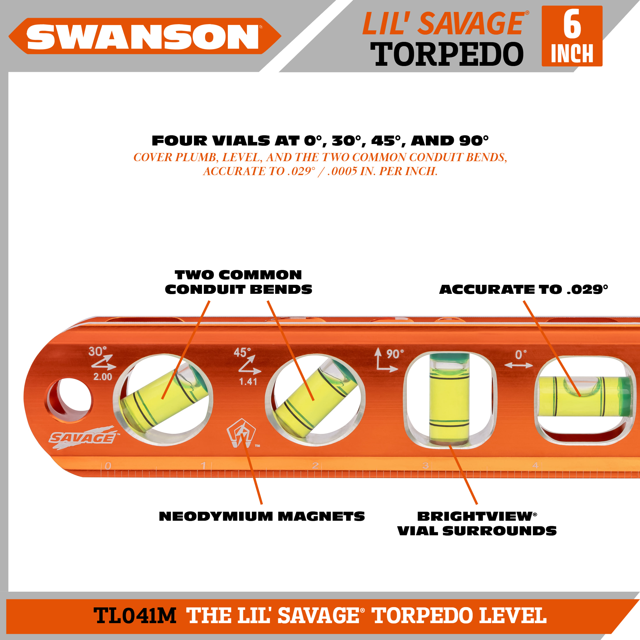 Swanson Savage 6" Torpedo Level with Magnet photo 4