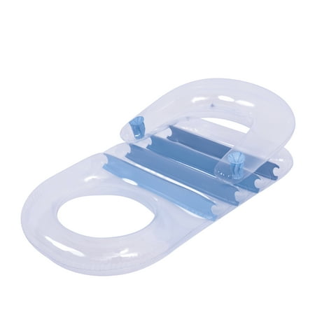 59" Blue Transparent Inflatable Pool Lounger with Cup Holders