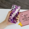 thumbnail image 4 of Allytech Galaxy S22 Ultra 5G Cell Phone 6.8" Case 2022 Electroplated Silicone Soft Flexible TPU Back Shockproof Cover Ultra Thin Slim Lightweight Case for Samsung Galaxy S22 Ultra 5G, Purple Marble, 4 of 4