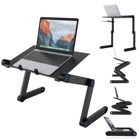 SLYPNOS Adjustable Laptop Stand Folding Portable Standing Desk with Front Lip and Detachable Mouse Tray for Desk Bed Couch Floor,