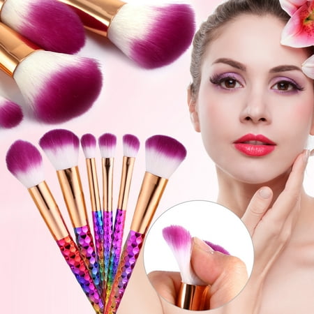 HURRISE 6PCS Colorful Makeup Brush Set Kit Foundation Contour Concealer Blusher Powder Cosmetic