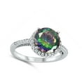 thumbnail image 4 of Multi-color CZ Elegant Round Halo Promise Ring .925 Sterling Silver Band Black Female Size 7, 4 of 4