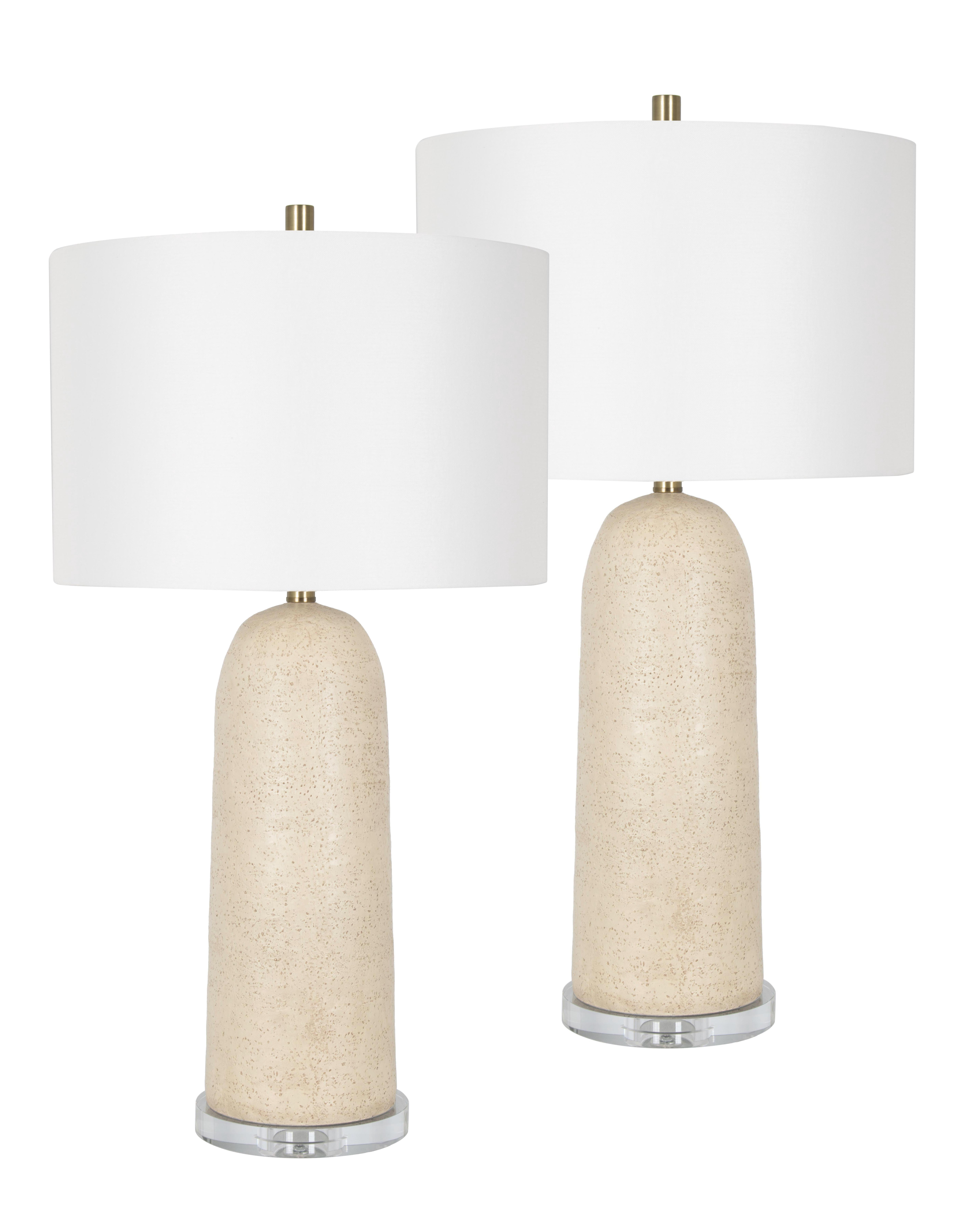 Cooper Ridge Polyresin 32" Table Lamp with Linen Shade, Yellowish Brown (Set of 2)