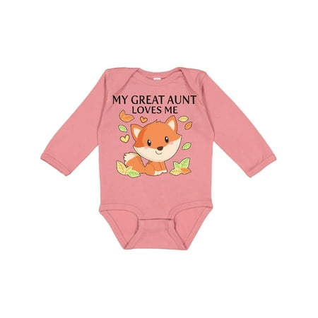 

Inktastic My Great Aunt Loves Me- little fox Gift Baby Boy or Baby Girl Long Sleeve Bodysuit