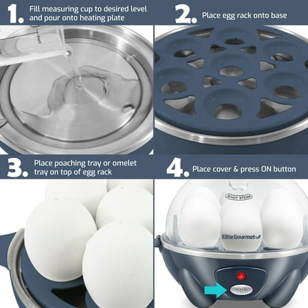 Elite Gourmet - 7-Egg Automatic Egg Cooker - Slate Blue