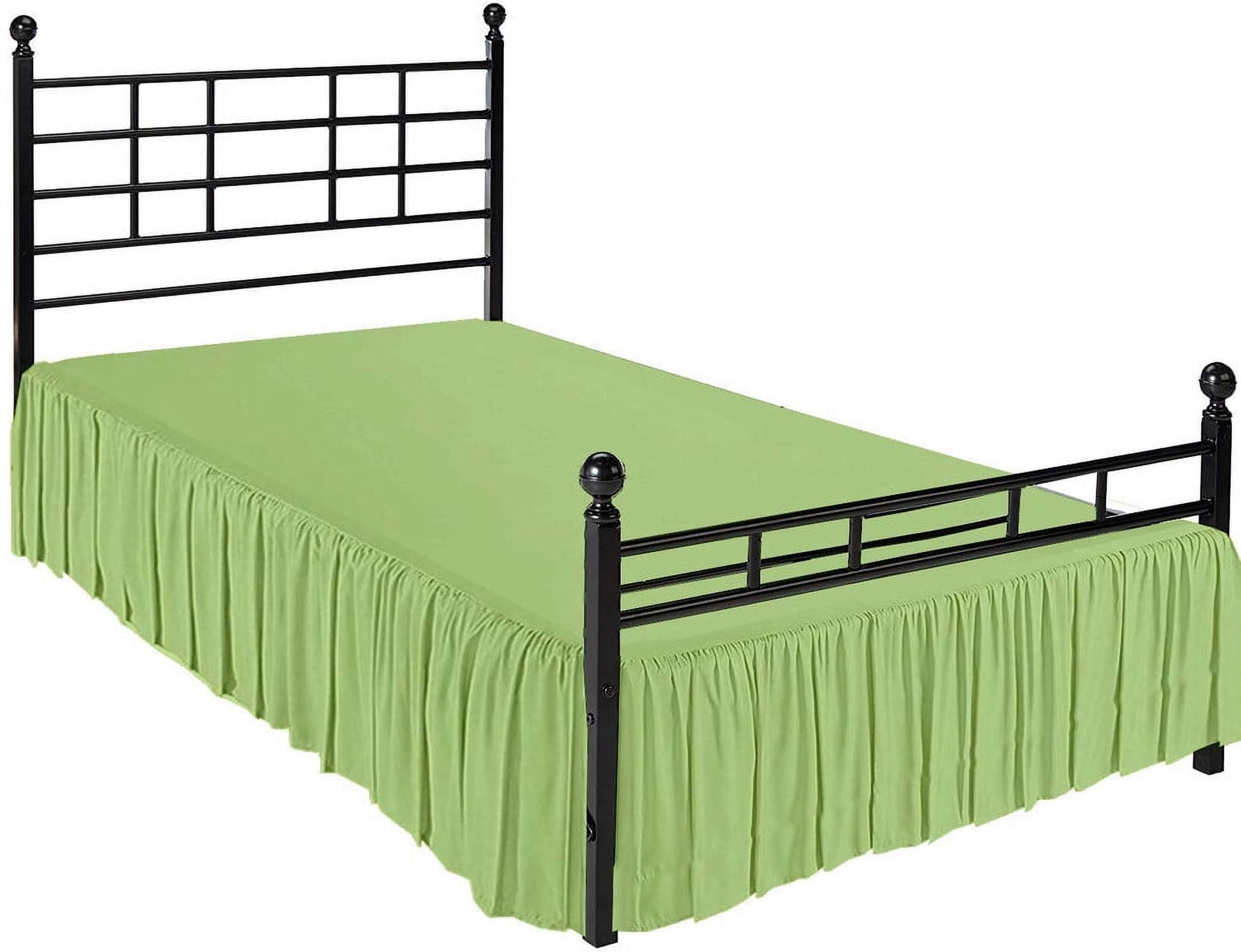 Ruffle Bed Skirt with Split Corners - 22" Tailored Drop Dust Ruffle Bedskirt Three Sided Coverage - 100% Microfiber -Wrinkle Free-Twin Size-Sage Solid