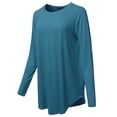 thumbnail image 2 of A2Y Women's Premium Solid Long Sleeve Round Hem Crew Neck Top Shirt Teal XL, 2 of 7