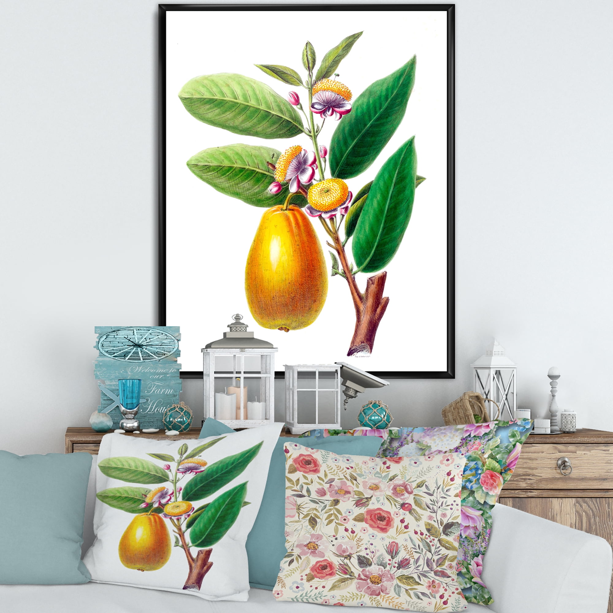 Designart 'Ancient Fruits I' Farmhouse Framed Canvas Wall Art Print