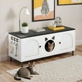 thumbnail image 2 of ModFusion 2-in-1 Cat Litter Cabinet with Scratching Post, Double Doors, Pom-Pom Balls, Black & White, 2 of 10