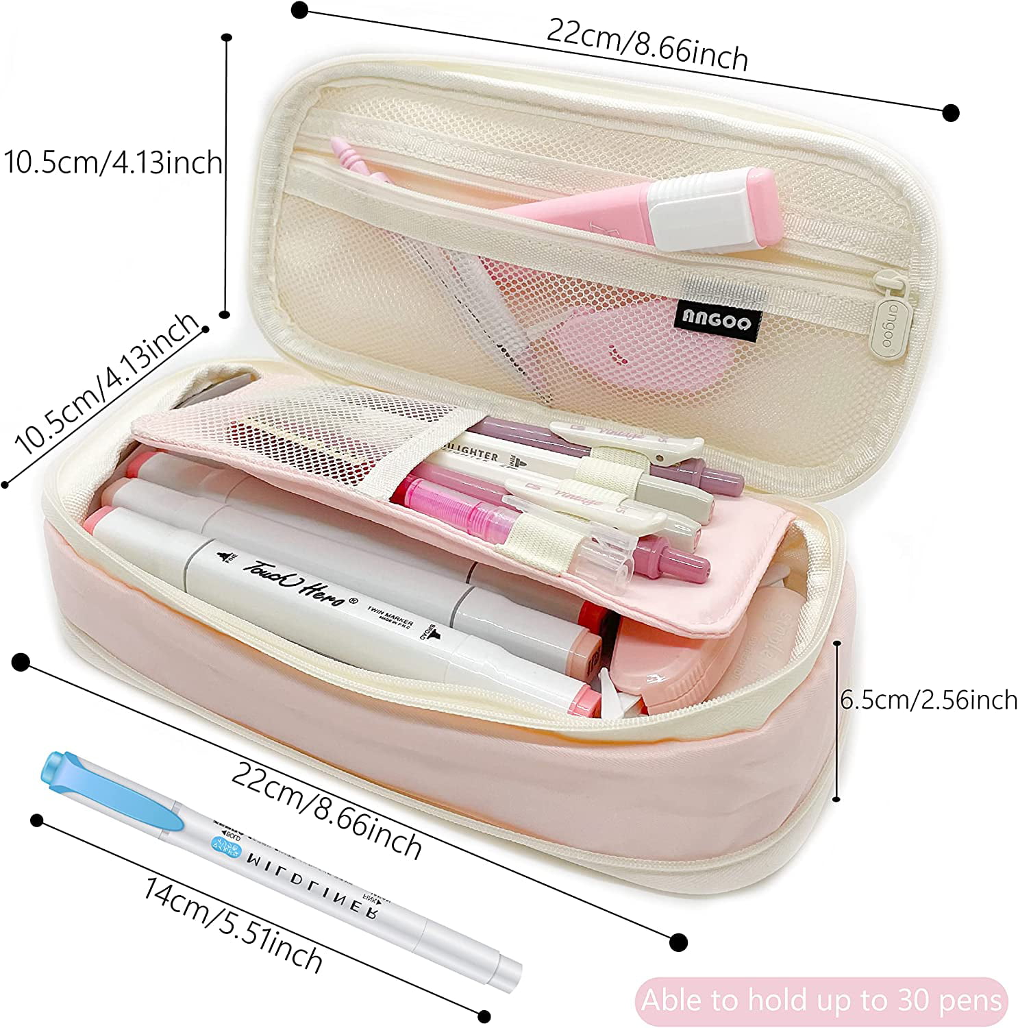SOOCUTE Large Capacity Pen Pencil Case with Compartments - Multifunctional  Aesthetic School Supplies Organizer Pencil Pouch Pen Bag For Kids Teen