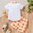 thumbnail image 5 of KPOPLK Toddler Baby Boy Clothes 3 6 9 12 18 Months 2 3T 4T Summer Spring Polo Shirt Shorts Sleeves Set Button Outfits 2 PCS(6-12 Months,Orange), 5 of 7