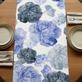 thumbnail image 5 of Table Runners 72 Inches Long Dress Scarves, Blue Ombre Spring Floral Farmhouse Kitchen/Dining Table Runner, Coffee Tablerunners, Summer Botanical Flowers 18x72 Inch, 5 of 9