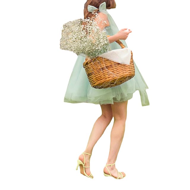 Vestido Para Mujer Sin Mangas Con Lazo De Tul Vestido De Verano Mini Vestido De Deslizamiento
