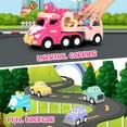 thumbnail image 2 of PayUSD Cartoon Vehicle Toy for Toddler Girl 5-in-1 Pink Carrier Truck for Baby Girls Friction Power Transport Car with Light and Sound Toys for 3 Years Little Girl Kid Child Infant Gift Birthday, 2 of 7