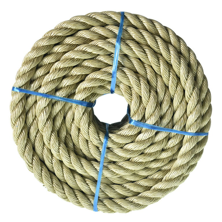 Lablt 3/4 inch x 50' Twisted 3 Strand Polypropylene Synthetic Rope Multipurpose Artificial Manila Rope, Beige