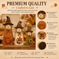 thumbnail image 4 of Vintage Wooden Scarecrow Fall Decor Set, 3 Pcs Rustic Harvest Figurines (C) | Pumpkin Maple Sunflower Designs, Farmhouse Tabletop Thanksgiving Autumn Home Decorations for Indoor Mantel Shelf, 4 of 4
