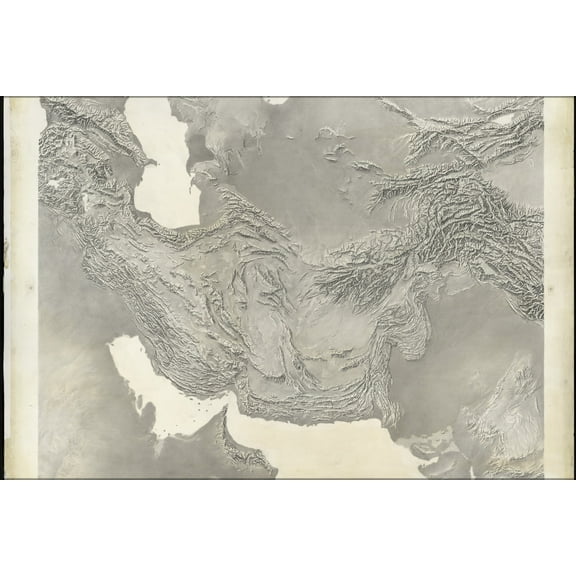 24"x36" Gallery Poster, cia terrain map of iran iraq afghanistan