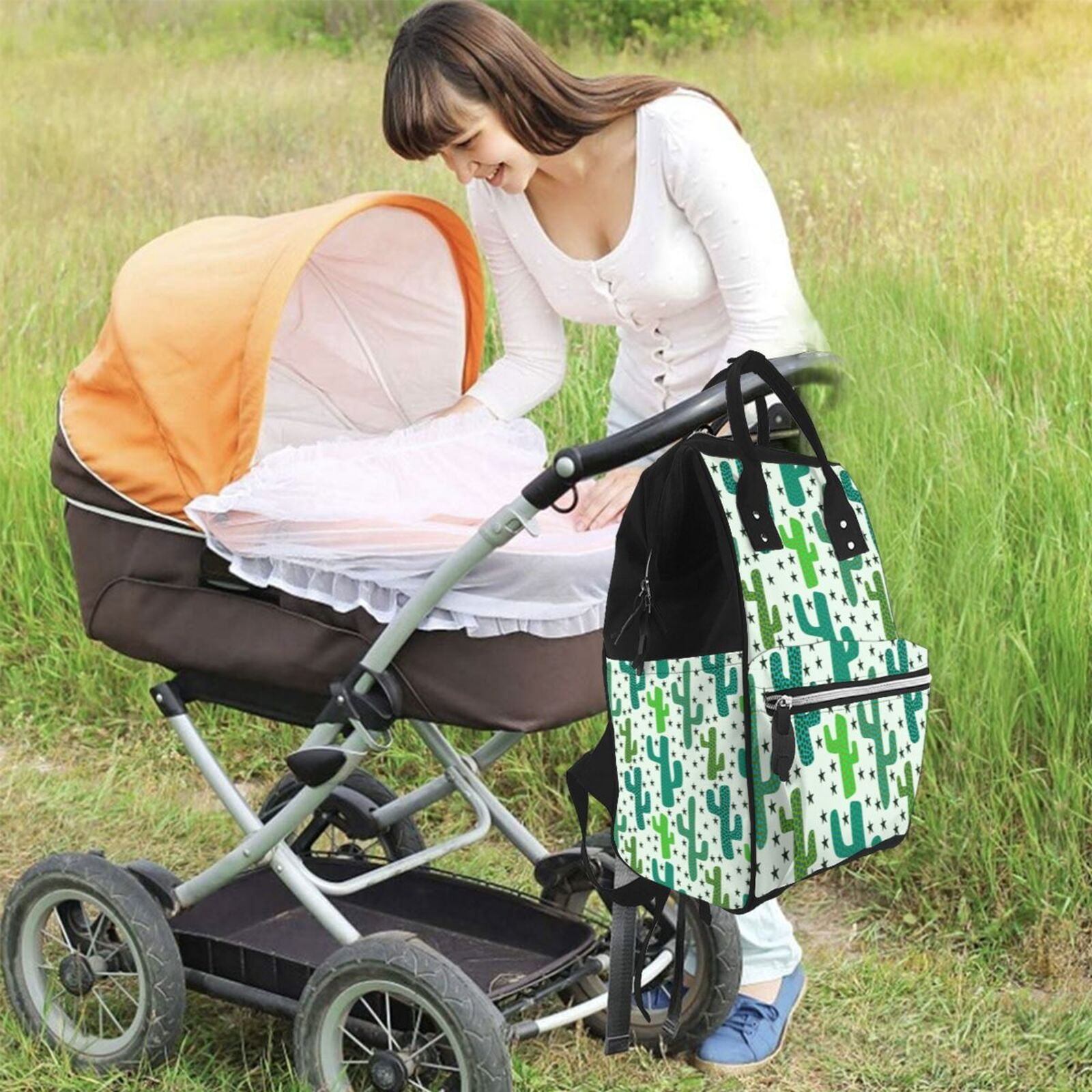Ratiio Cactus 1 Mummy Backpack - Waterproof Twill Canvas, Large Capacity Diaper Bag with Multiple Pockets and Adjustable Straps