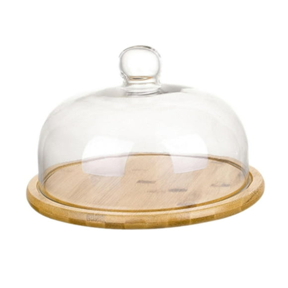 Lipstore Bamboo Cake Stand with Dome Cake Serving Tray for Party Restaurants Birthday Large