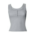thumbnail image 4 of Njoeus Going Out Tops for Women Ladies Tops and Blouses Womens Sleeveless Vests Button Front Crop Tank Tops Slim Fitted Knit Ribbed Tank Tops for Women Casual Camis Y2K Tops Tank Top Pack Women Summer, 4 of 6