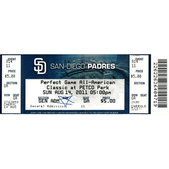 2011 Perfect Game All-American ticket Carlos Correa Max Fried Corey Seager Jameis Winston