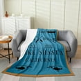 thumbnail image 2 of Lake Rustic Throw Blanket Watercolor Retro Blue and Brown Grid Decor Fleece Blanket for Kids Teens Adults Cartoon Fish Boat Decor Farmhouse Style Flannel Blanket for Couch Bed 40x50, 2 of 5