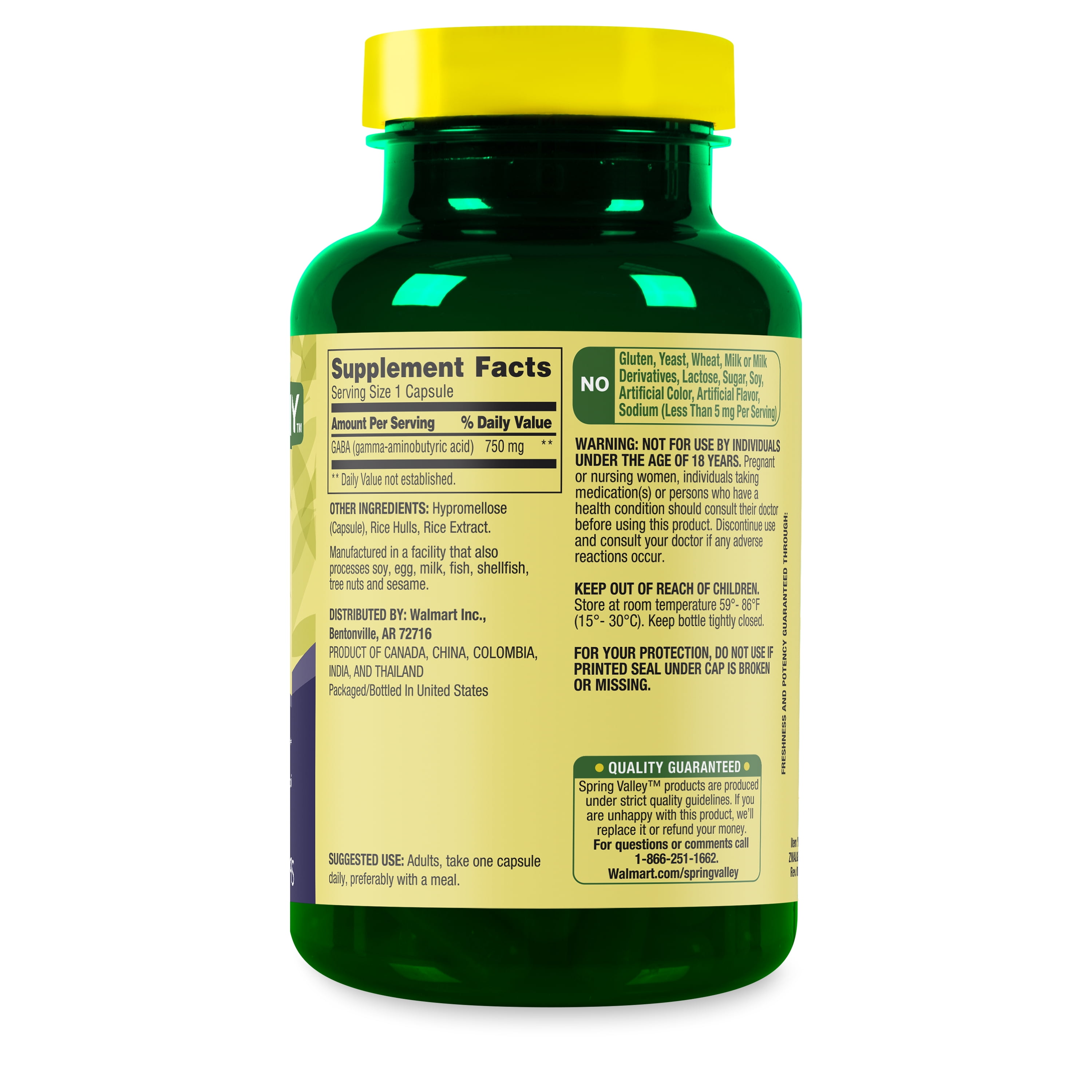 Spring Valley GABA Amino Acid Supplement, 750 mg, Unflavored