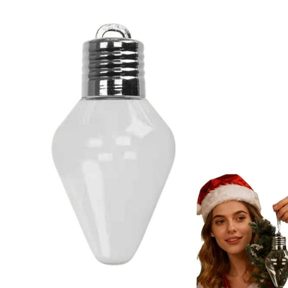Christmas Bulb Gift Jars, Fillable Xmas Light Bulbs Shape Clear Ornaments, Large Plastic Empty Candy Cards Jars, Jumbo Hanging Ornament Blanks in a Bottle for Crafts DIY Christmas Decorations