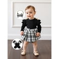 thumbnail image 5 of Loicainy Baby Toddler Girl Spring Fall Romper Dresses 3 6 12 18 Months Long Sleeve Plaid Print Skirt Bodysuit with Headband Socks Set Infant Clothes, 5 of 6