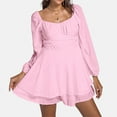 thumbnail image 2 of Womens Solid Jumpsuit Long Vacation Rompers for Women Sleeve Ruffle Layer Tie Floral Jumpsuit Mini Short Romper Jumpsuit, 2 of 9
