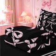 thumbnail image 5 of meiyoeat Pink Ribbon Bow Zipper Full Size Comforter Sets with Fitted Sheet and 2 Pillowcases For Kids,Cute Minimalist Bow Zipper Bedding Set For Girls,Black Reversible,4-Piece, 5 of 7