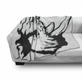 thumbnail image 2 of Animal Soft Flannel Fleece Throw Blanket, Monochrome Sketch Cartoon of Endemic Wild Mammal Animal with Horns, Cozy Plush for Indoor and Outdoor Use, 50" x 70", Charcoal Grey and White, by Ambesonne, 2 of 5